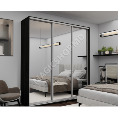 Dulap cu uși glisante Oglinda, Carbon 220x60x240 cm